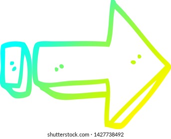 dibujo de línea de gradiente frío de una flecha de dibujos animados hacia la dirección