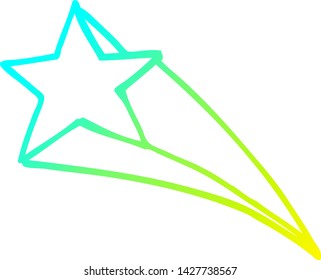dibujo de línea de gradiente frío de una estrella de disparo de dibujos animados