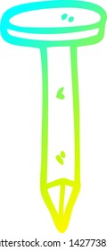 cold gradient line drawing of a cartoon iron nail