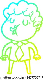 cold gradient line drawing of a cartoon man singing