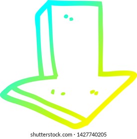 cold gradient line drawing of a cartoon arrow pointing direction