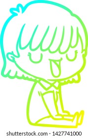 dibujo de línea de gradiente frío de una mujer caricaturista