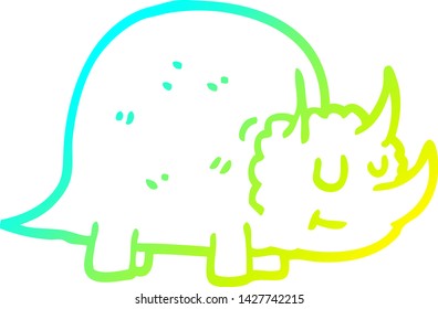cold gradient line drawing of a cartoon prehistoric dinosaur