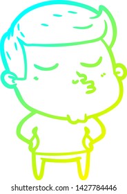 dibujo de línea de gradiente frío de un tipo de modelo de dibujos animados puliendo