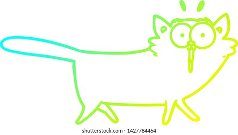 kalte Farbverlauf-Linienzeichnung einer Cartoon Katze