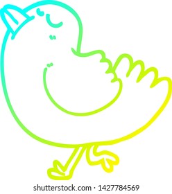 cold gradient line drawing of a cartoon arrogant bird