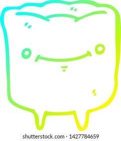 cold gradient line drawing of a cartoon happy tooth