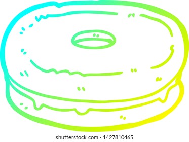cold gradient line drawing of a cartoon biscuit