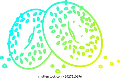 cold gradient line drawing of a cartoon bagels