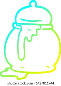 cold gradient line drawing of a cartoon honey pot