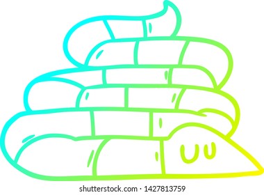 cold gradient line drawing of a cartoon sleepy snake
