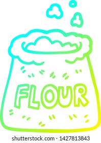 cold gradient line drawing of a cartoon bag of flour
