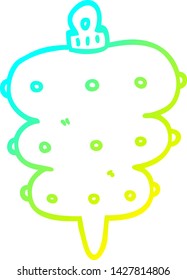 cold gradient line drawing of a cartoon christmas decoration