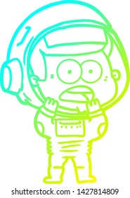 cold gradient line drawing of a cartoon surprised astronaut
