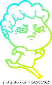 dibujo de una línea de degradado frío de un hombre enojado