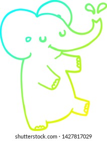 dibujo de una línea de degradado frío de un elefante bailarín de dibujos animados