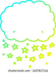 dibujo de línea de degradado frío de una nube de lluvia de dibujos animados