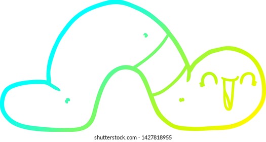 cold gradient line drawing of a cartoon worm