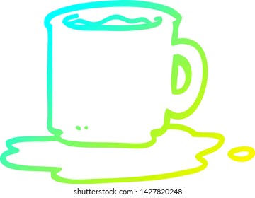 cold gradient line drawing of a cartoon mug of coffee