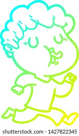 cold gradient line drawing of a cartoon man singing