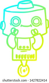 cold gradient line drawing of a cartoon robot