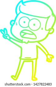 cold gradient line drawing of a cartoon shocked man