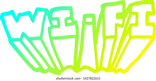dibujo de línea de gradiente frío de un wi fi de dibujos animados