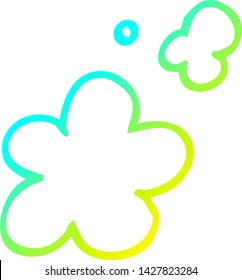 dibujo de línea de degradado frío de una nube de humo de dibujos animados