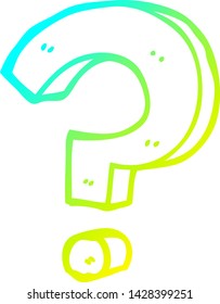 cold gradient line drawing of a cartoon question mark