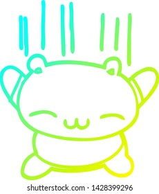 dibujo de línea de gradiente frío de un oso puente de dibujos animados