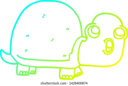 cold gradient line drawing of a cartoon shocked turtle