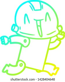 desenho de linha de gradiente frio de um robô de desenho animado