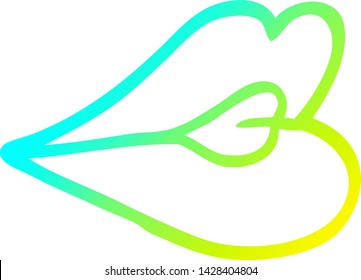 cold gradient line drawing of a cartoon pouting lips