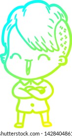 dibujo de una chica hipster feliz con gradiente frío