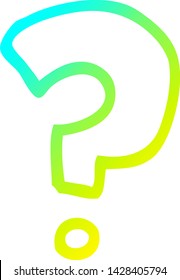 cold gradient line drawing of a cartoon question mark