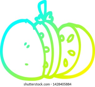 cold gradient line drawing of a cartoon cut orange