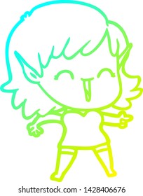 cold gradient line drawing of a cartoon elf girl cold gradient line drawing of a cartoon elf girl