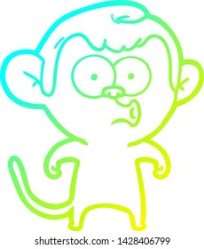 dibujo de línea de degradado frío de un mono de dibujos animados