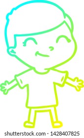 dibujo de línea de gradiente frío de un niño caricaturista sonriendo