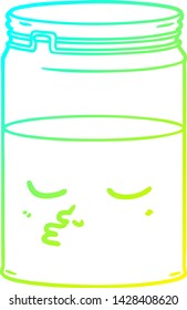 dibujo de línea de gradiente frío de un frasco de vidrio de dibujos animados