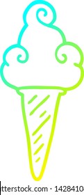 cold gradient line drawing of a cartoon ice cream