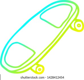 cold gradient line drawing of a cartoon skate board
