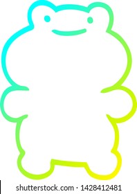 dibujo de línea de degradado frío de una rana de dibujos animados