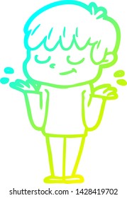 dibujo de línea de gradiente frío de un niño feliz de caricatura
