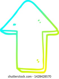 dibujo de línea de degradado frío de una flecha señaladora de dibujos animados