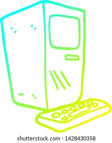 dibujo de línea de degradado frío de un equipo de oficina de dibujos animados