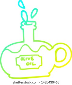 kalte Farbverlauf-Zeichnung einer Cartoon-Flasche Öl