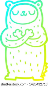 cold gradient line drawing of a cartoon bear