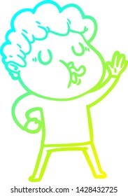 cold gradient line drawing of a cartoon man singing