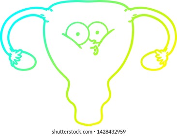 cold gradient line drawing of a cartoon uterus